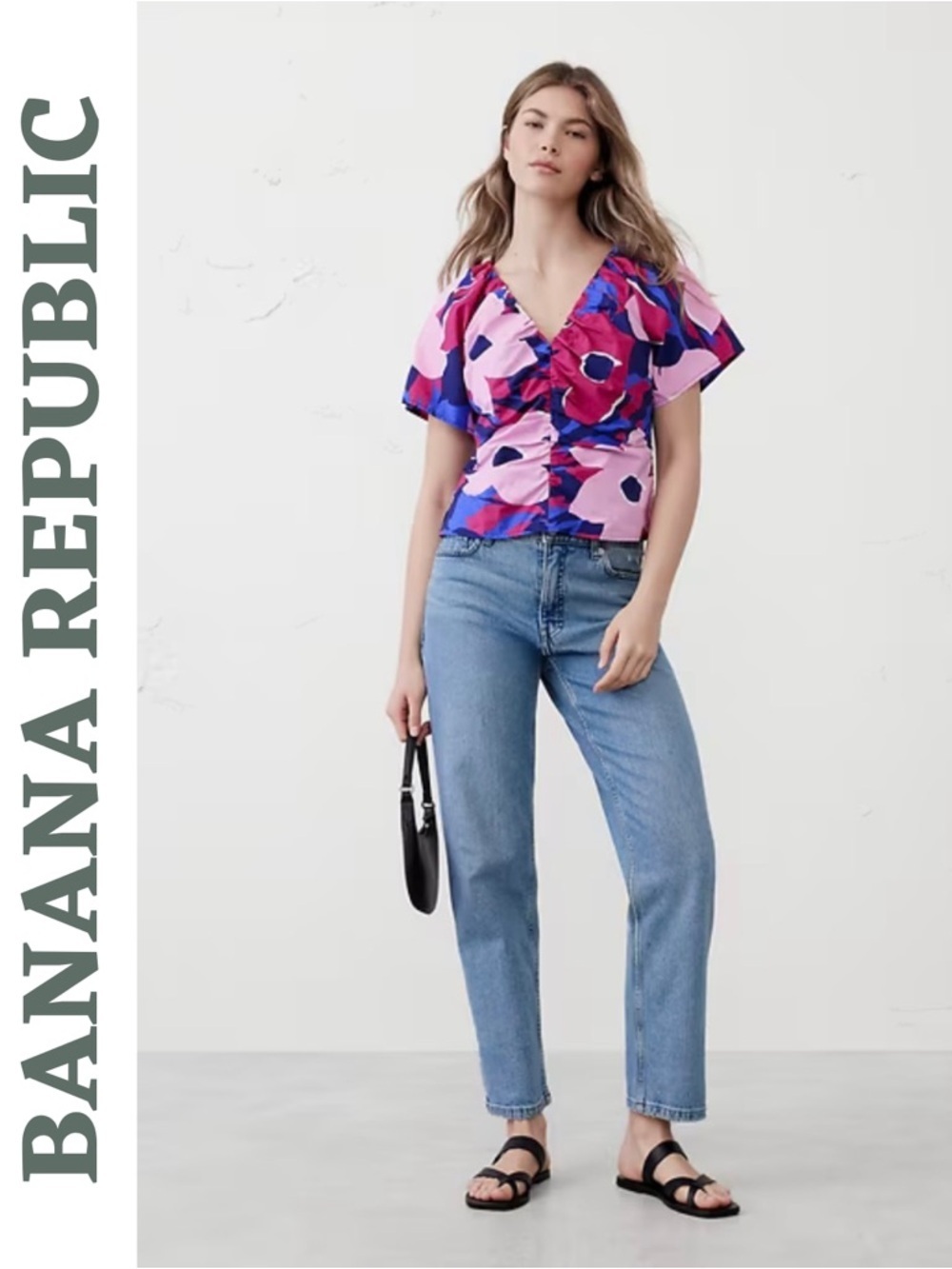 Banana Republic Floral Top Size 6 Pink Blue
